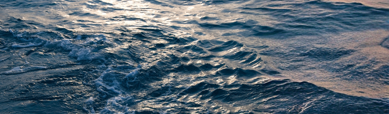 Ocean surface at sunset with waves and deep blue water, used on Hogan Lovells’ deepwater ports case study page to represent offshore energy and MARAD deepwater port projects.