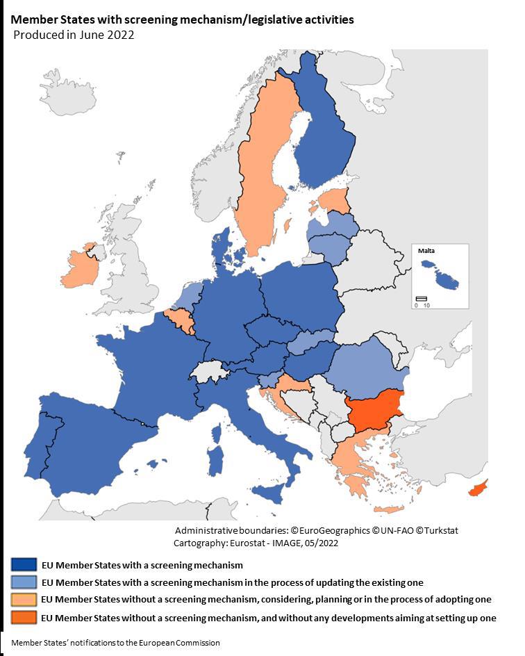 Member States with screening mechanism or legislative activities Source: European Commission