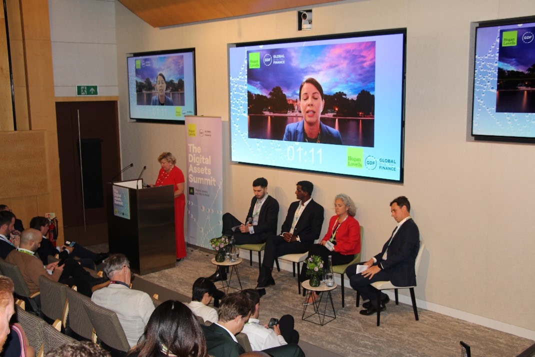 Digital Assets Summit 2025 panel - Sharon Lewis, James Sharp, Lavan Thasarathakumar, Ariane Mehrshahi, Vincent Fidelle, and Sara Lenet